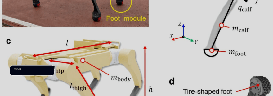 Porous 3D-printed feet cut quadruped robot power use illustration